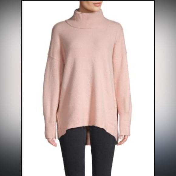 Free people afterglow nylon and wool mockneck collared sweater in pink - Picture 3 of 5